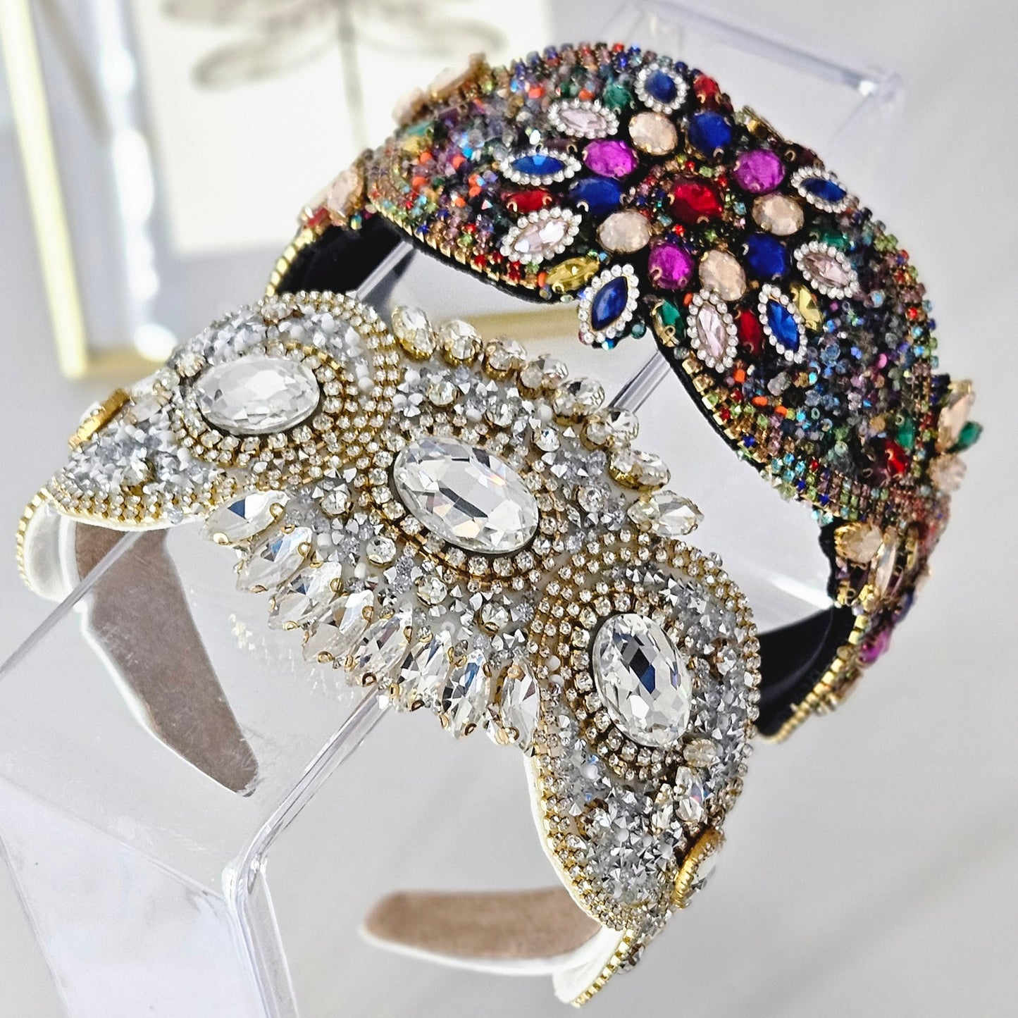 Glam Rainbow Rhinestone Women’s Headband - Colorful and Fashionable