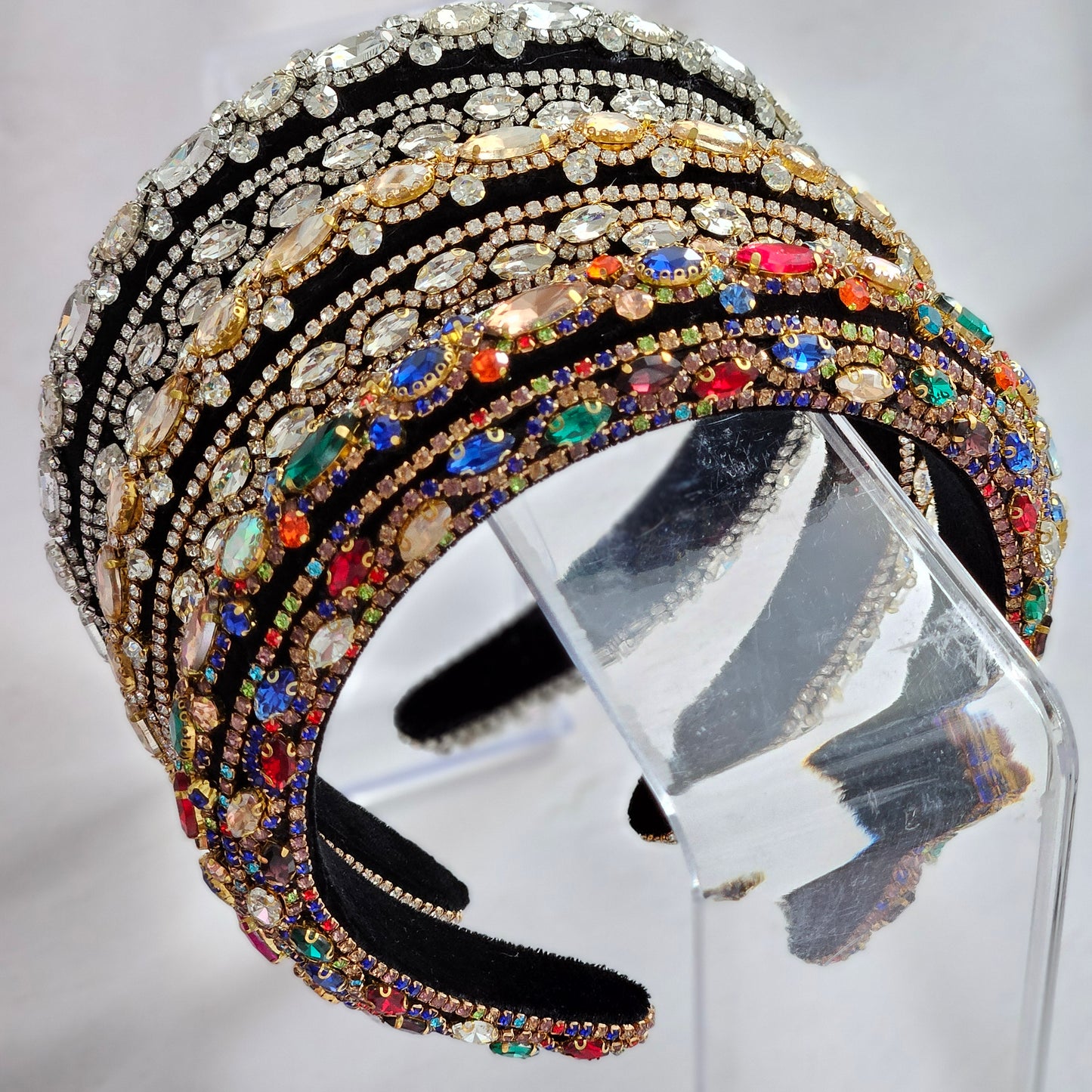 Elegant Velvet Crystal Crown Headband for Women