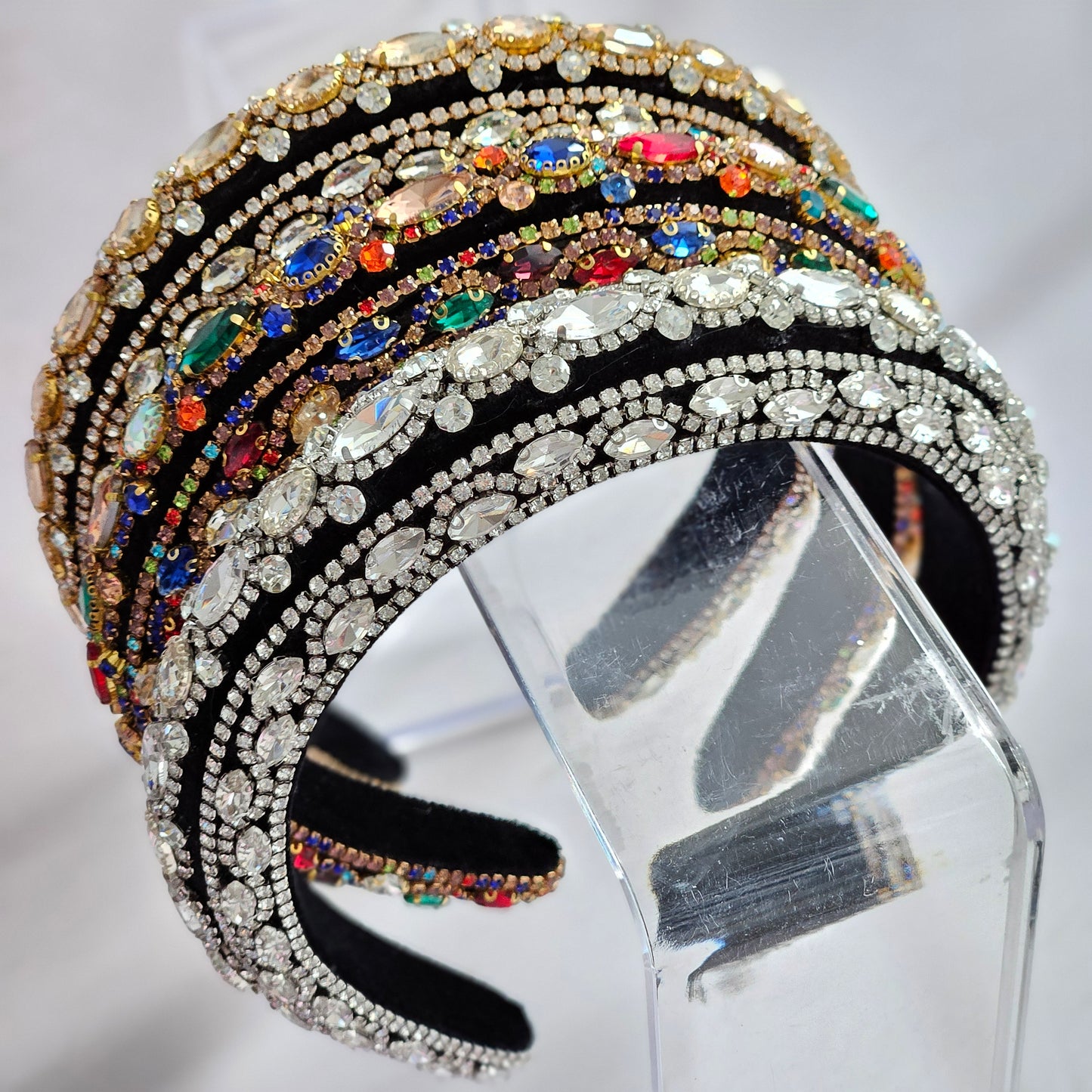 Elegant Velvet Crystal Crown Headband for Women