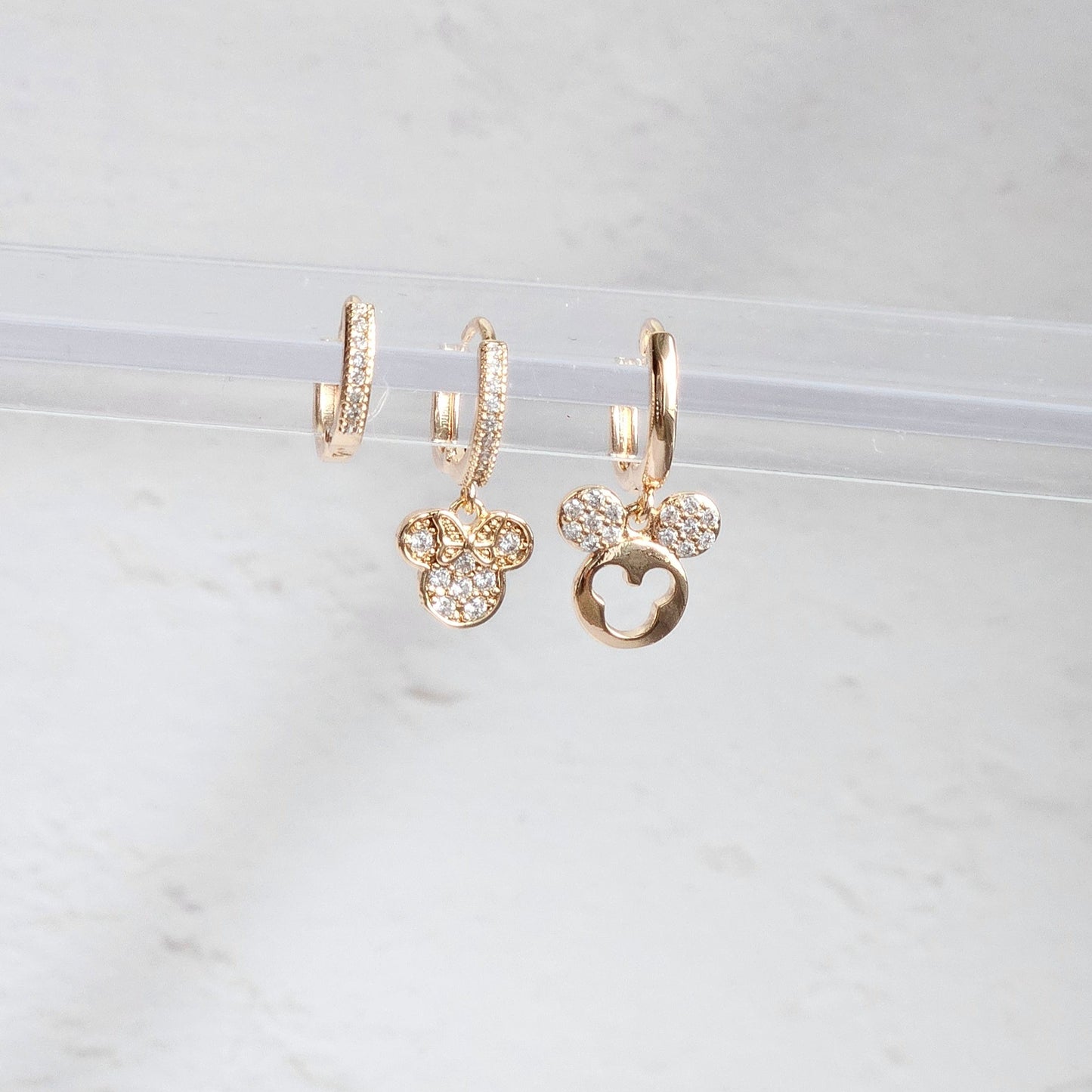 14K Steel Mickey Mouse Earring Set: Complete Your Style with Fun and Stylish Crystal Details