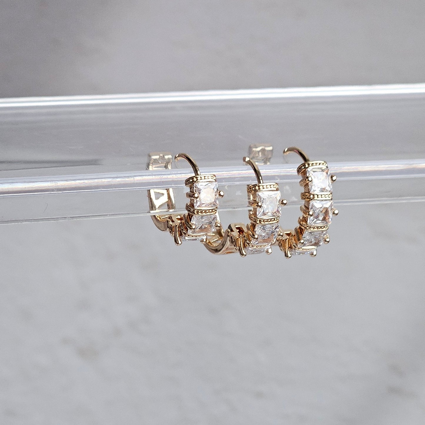 Elegance 3-Piece Set: Sparkling Hoop Earrings Adorned with Zircon Stones