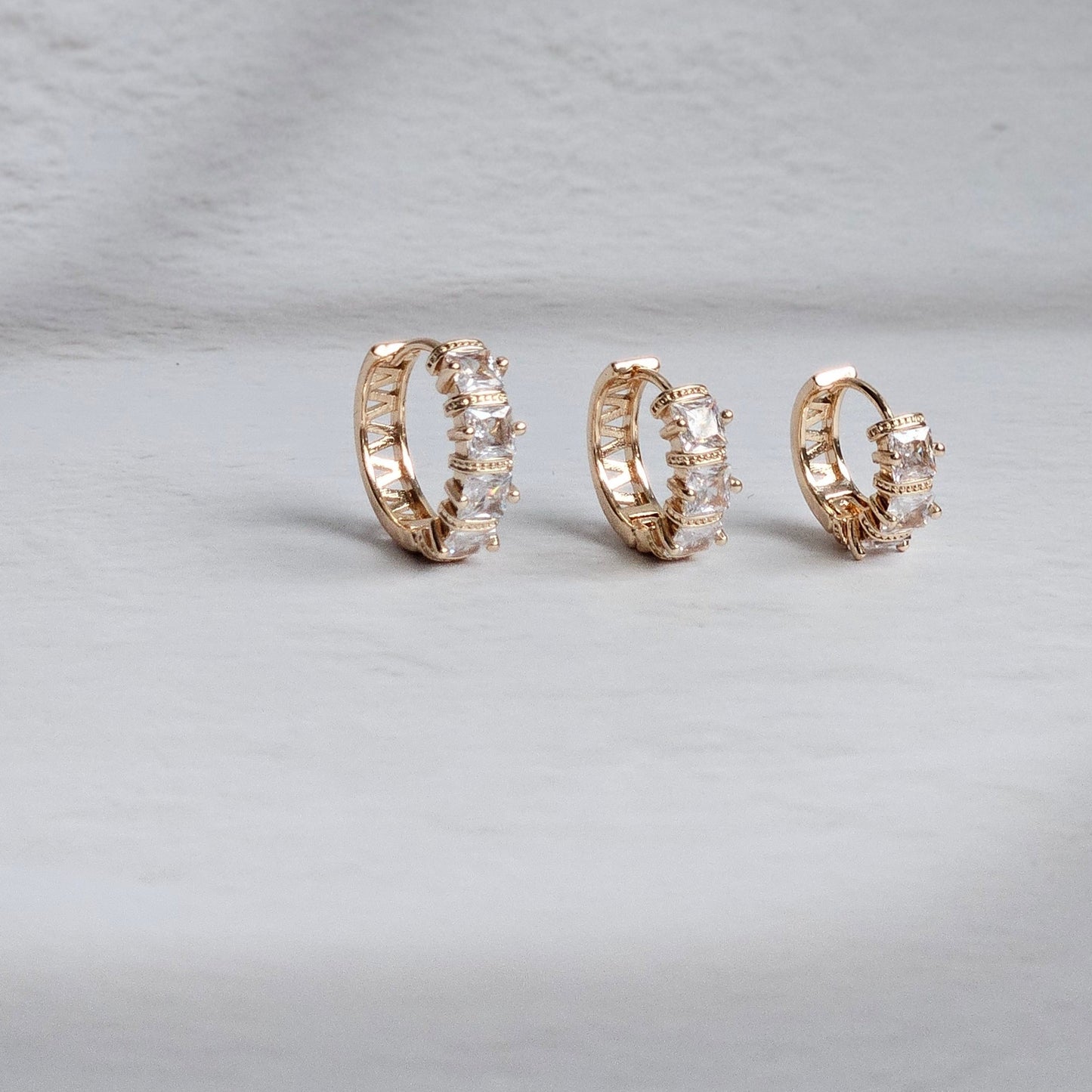 Elegance 3-Piece Set: Sparkling Hoop Earrings Adorned with Zircon Stones