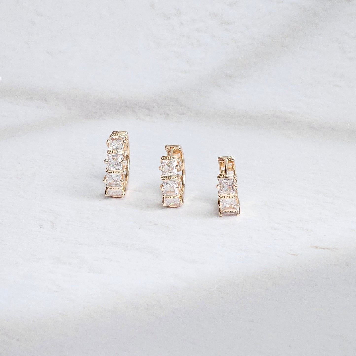 Elegance 3-Piece Set: Sparkling Hoop Earrings Adorned with Zircon Stones