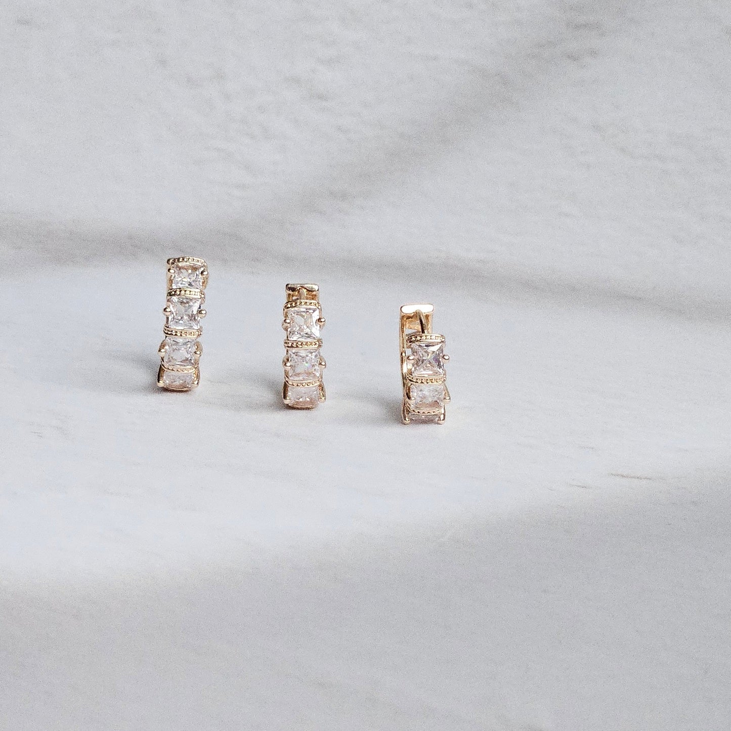 Elegance 3-Piece Set: Sparkling Hoop Earrings Adorned with Zircon Stones