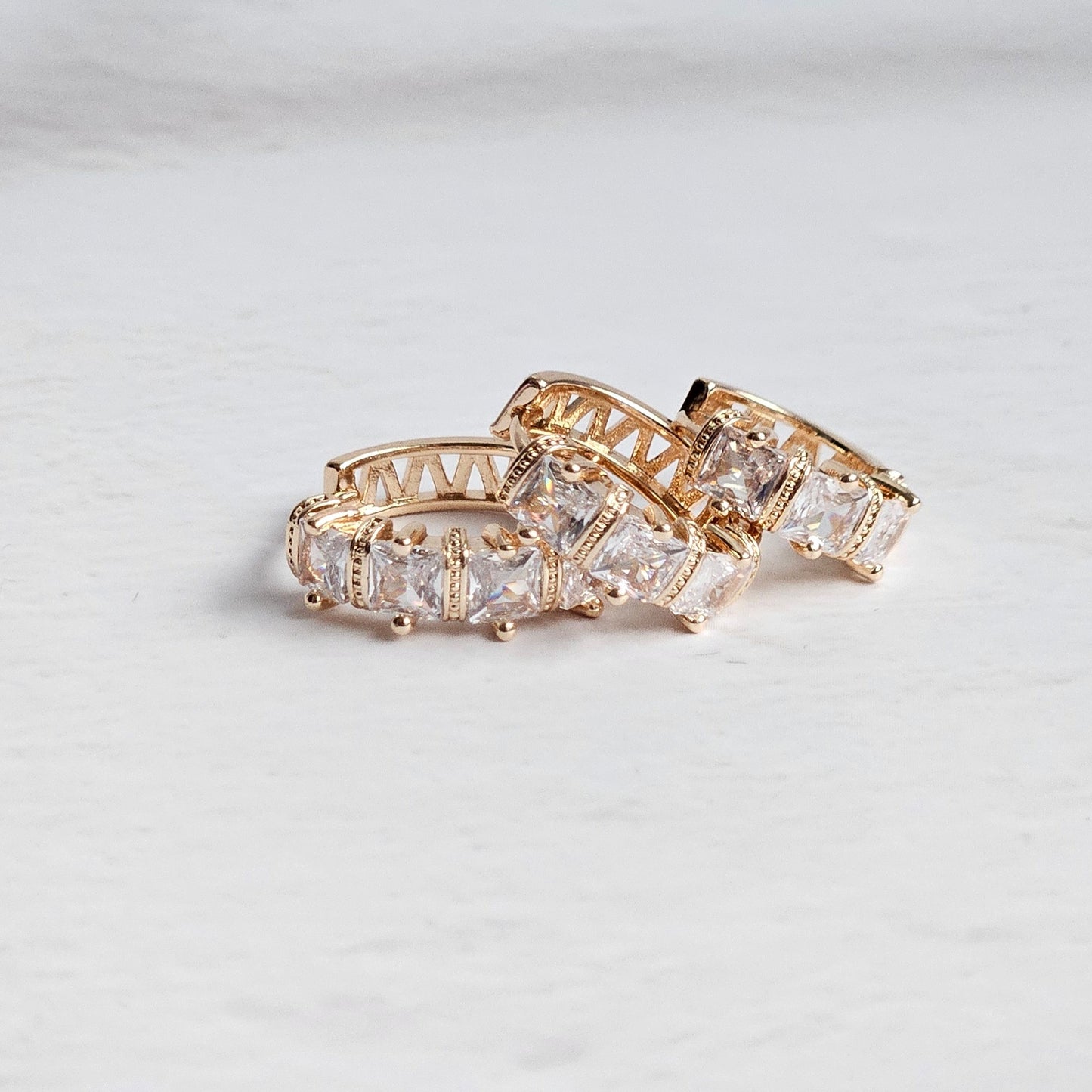 Elegance 3-Piece Set: Sparkling Hoop Earrings Adorned with Zircon Stones