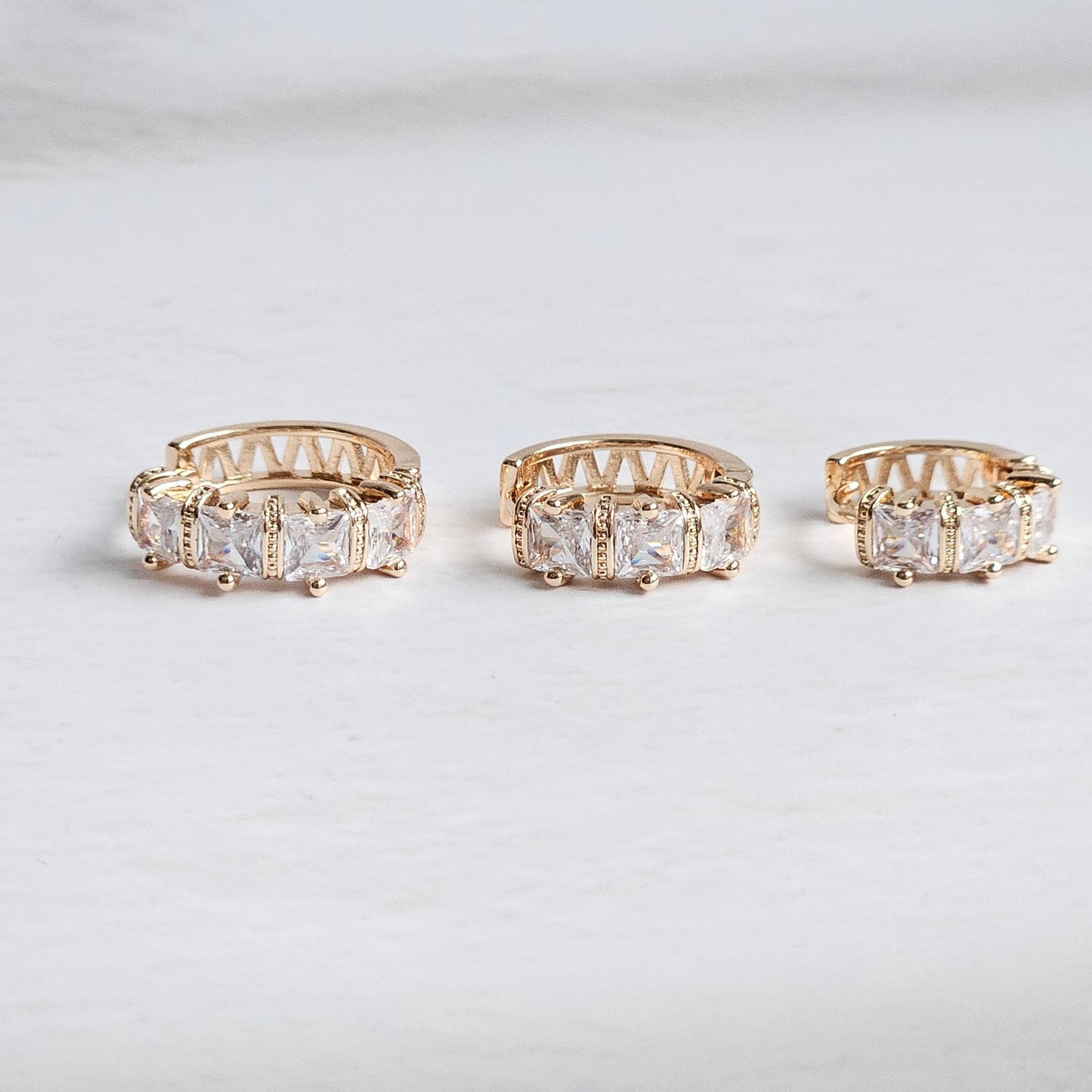 Elegance 3-Piece Set: Sparkling Hoop Earrings Adorned with Zircon Stones