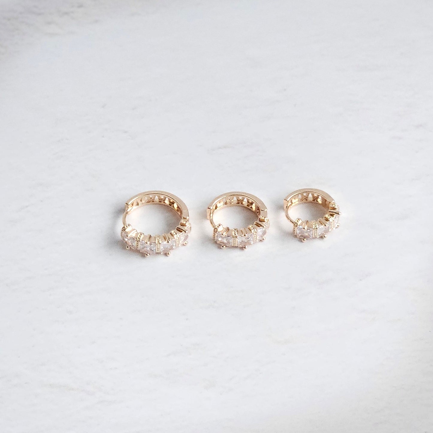 Elegance 3-Piece Set: Sparkling Hoop Earrings Adorned with Zircon Stones