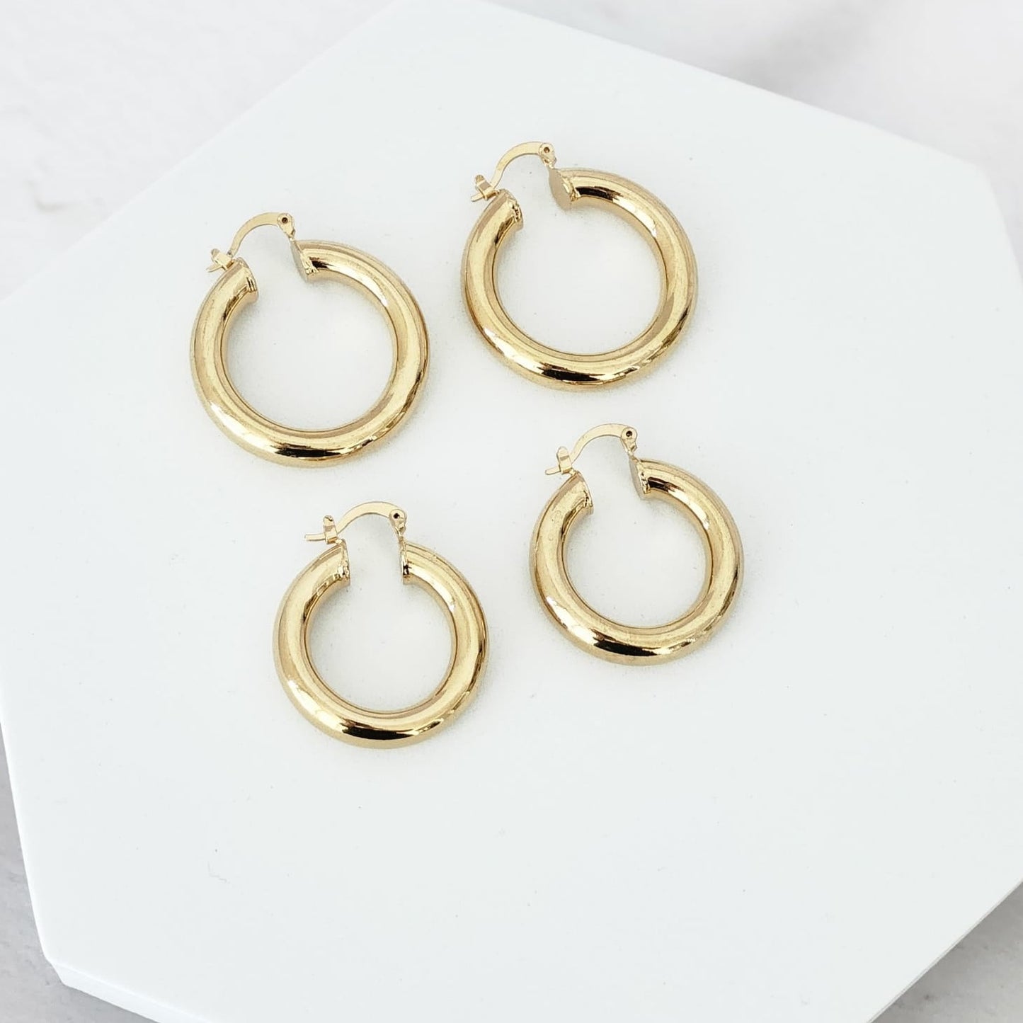 14K Steel Gold Hoop Earrings - Timeless Elegance"