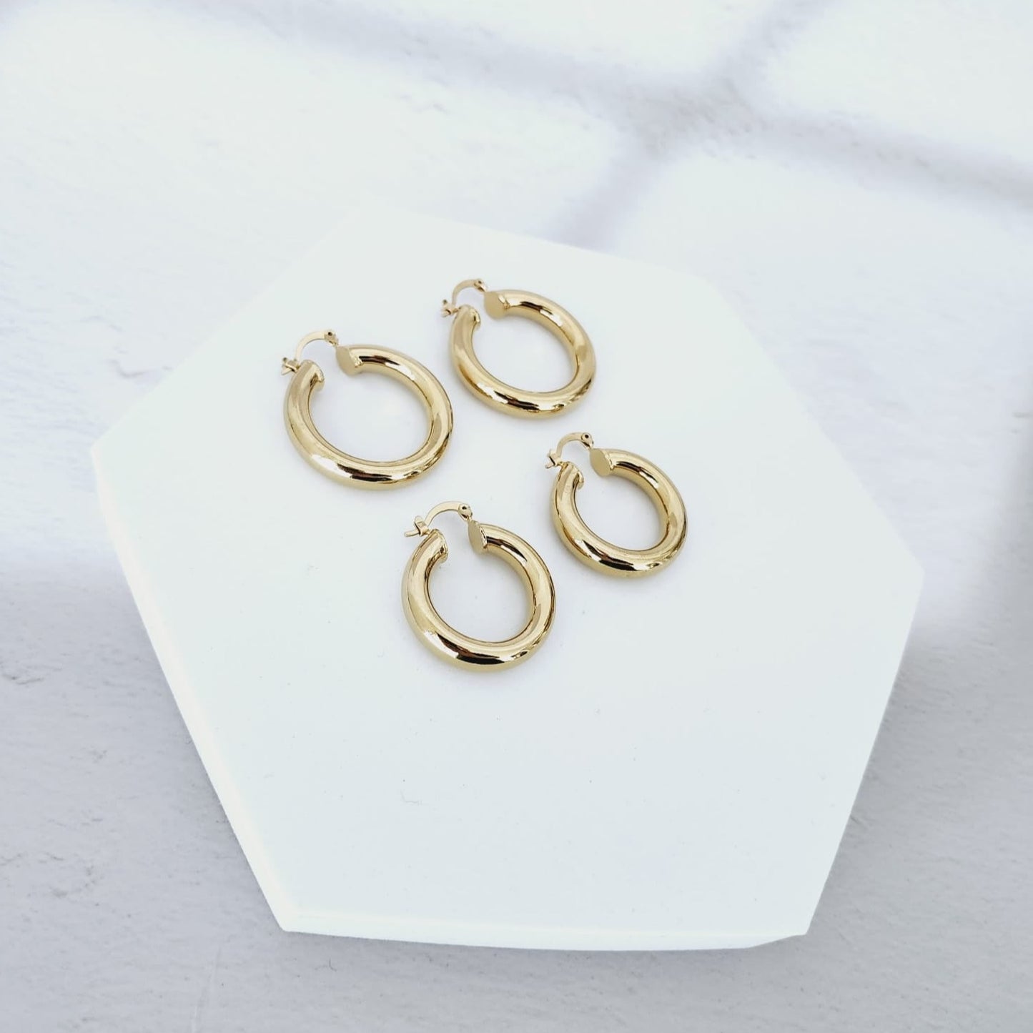 14K Steel Gold Hoop Earrings - Timeless Elegance"