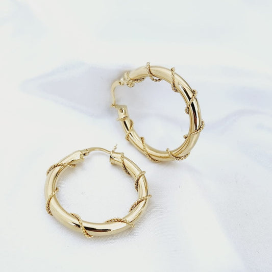 14K Gold-Encased Circle Earrings - 3cm Diameter