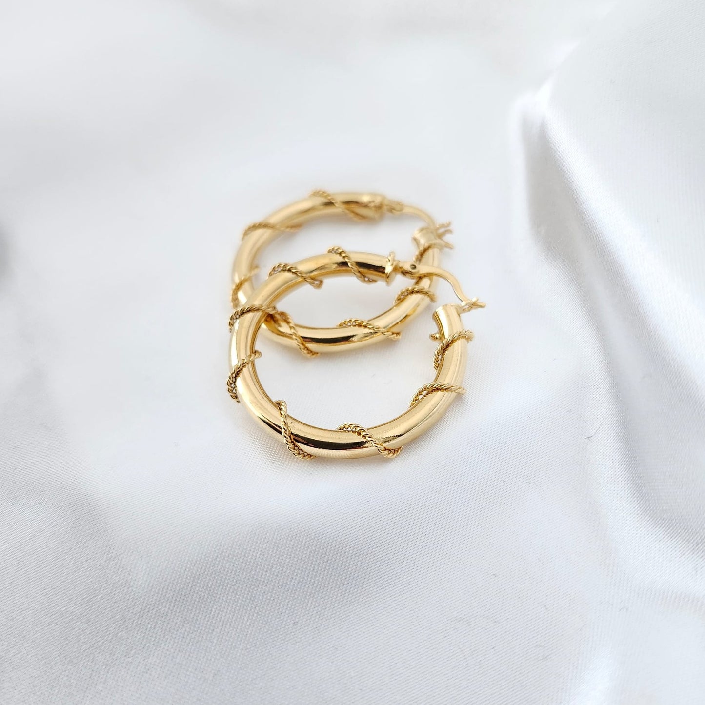 14K Gold-Encased Circle Earrings - 3cm Diameter